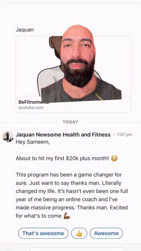 Client win posted on Sameem's Instagram
