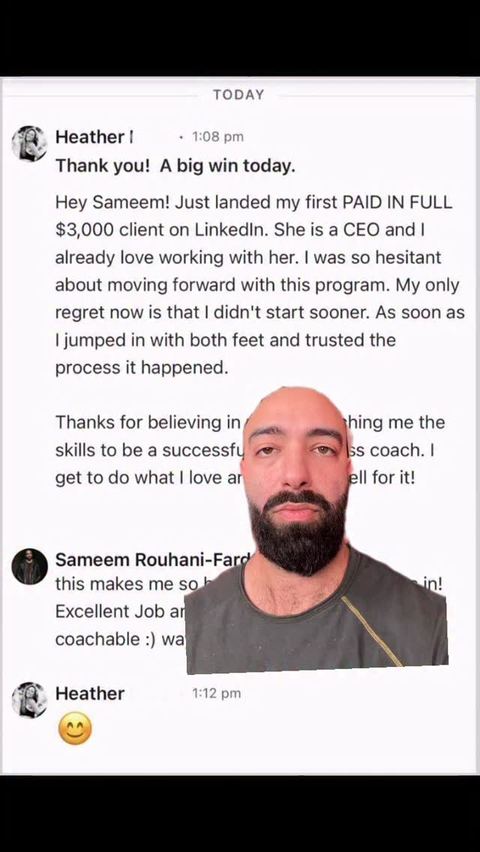 Client win posted on Sameem's Instagram