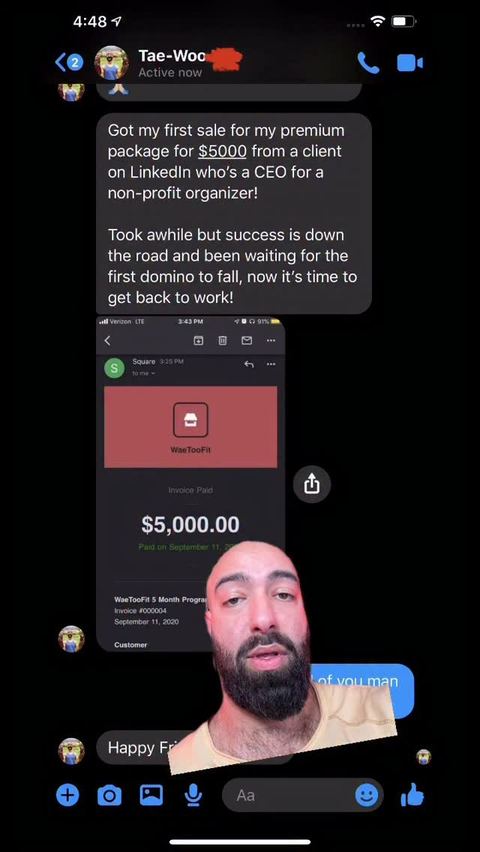 Client win posted on Sameem's Instagram