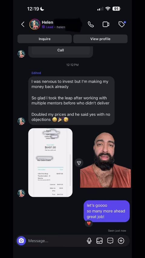 Client win posted on Sameem's Instagram