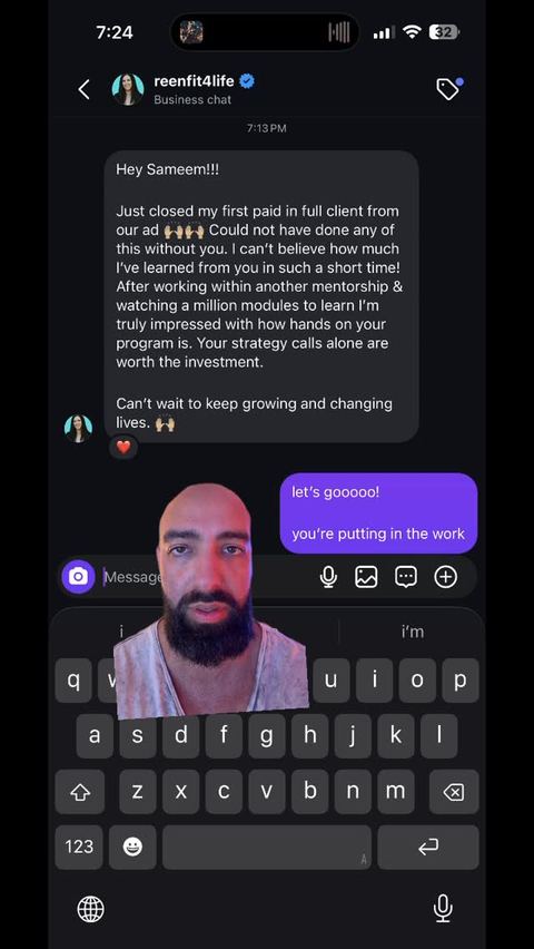 Client win posted on Sameem's Instagram